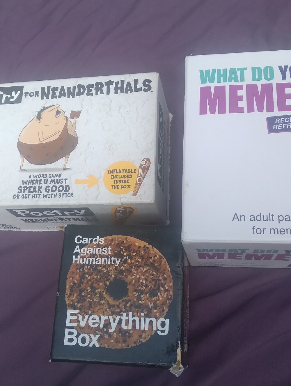 Meme White and Purple Party Card Game Box